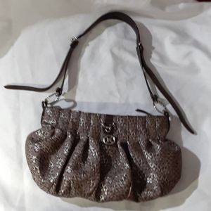 DKNY logo and canvas and leather bag.